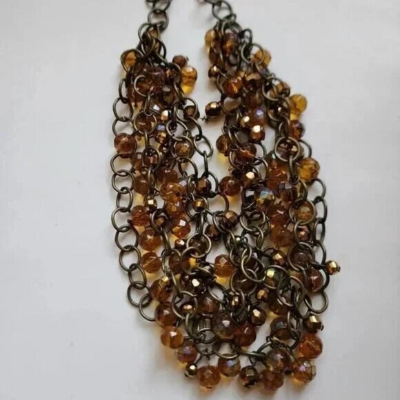 Crystal Bronze Chain Statement Necklace - Picture 4 of 7